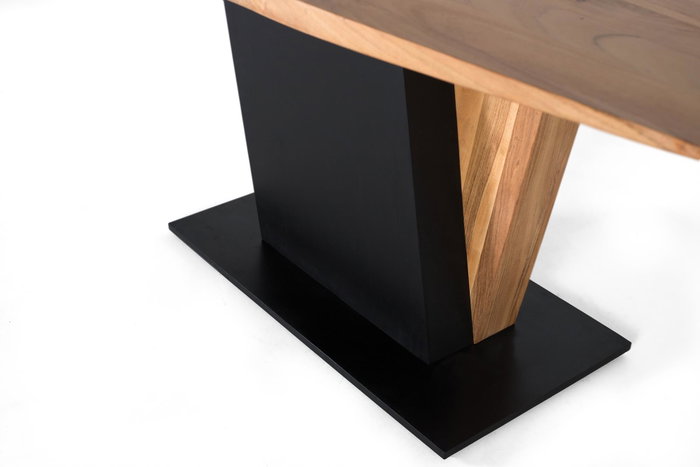 GINER Y COLOMER Table de salle à manger en bois d'acacia massif avec structure métal 240x100x76 cm, finition naturelle et noir
